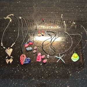 Various necklaces and earrings